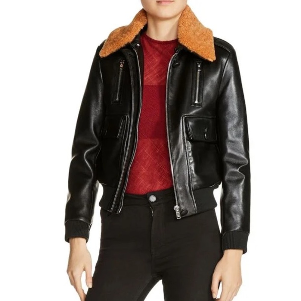 NWT Maje Bengal Leather Bomber Jacket - 36(FR)